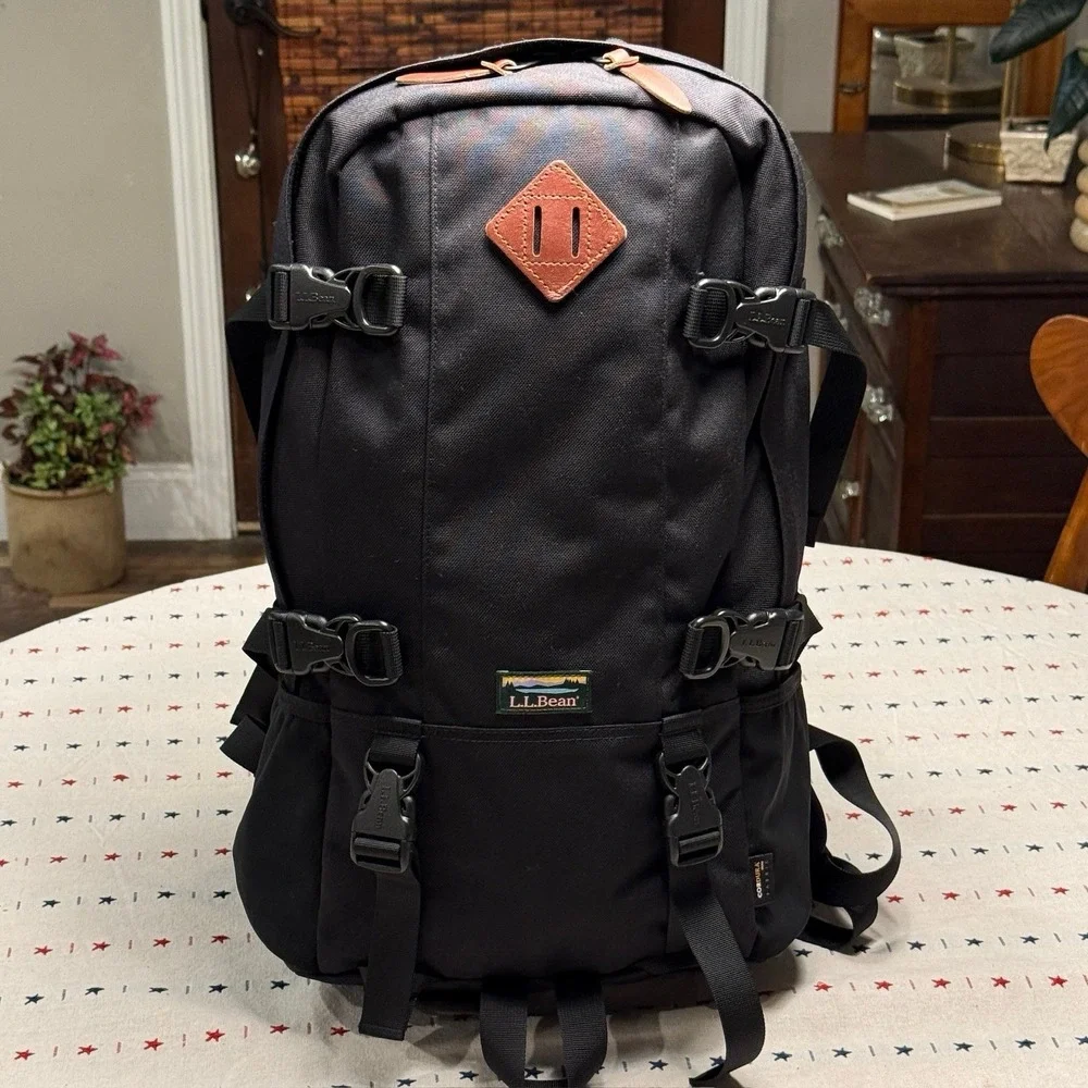 LL Bean Bigelow Cordura Backpack Black Nylon Day Hiking Mountain Classic H2O